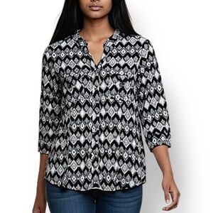 4/$20 Carol Rose Geo-Print Ikat Top